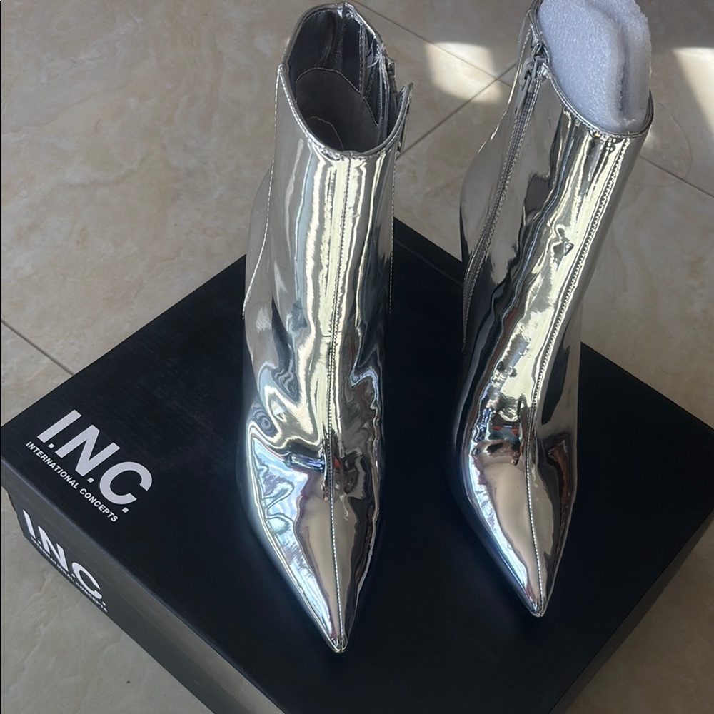 INC International Concepts Women's Silver Ankle Boots
